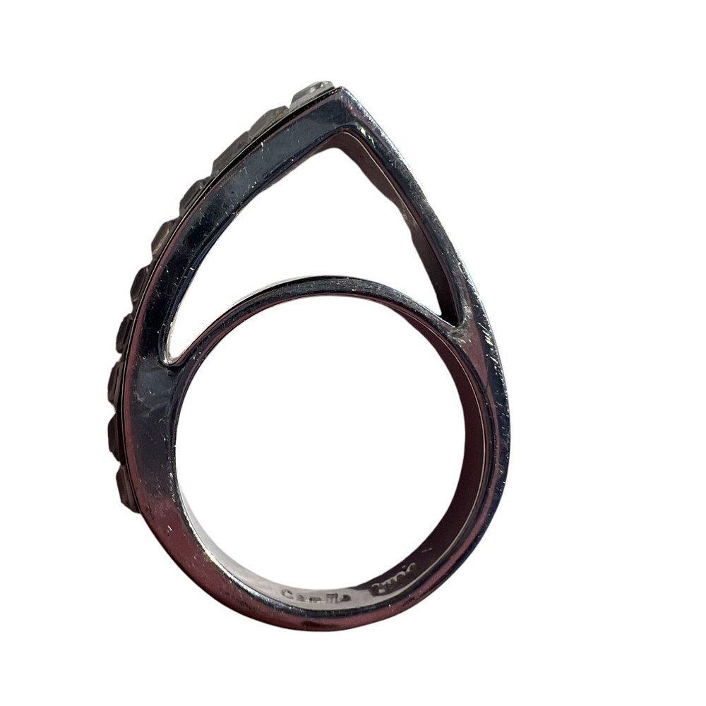 Elegant Silver Plated Ring with Glass Stones Size 7 3/4